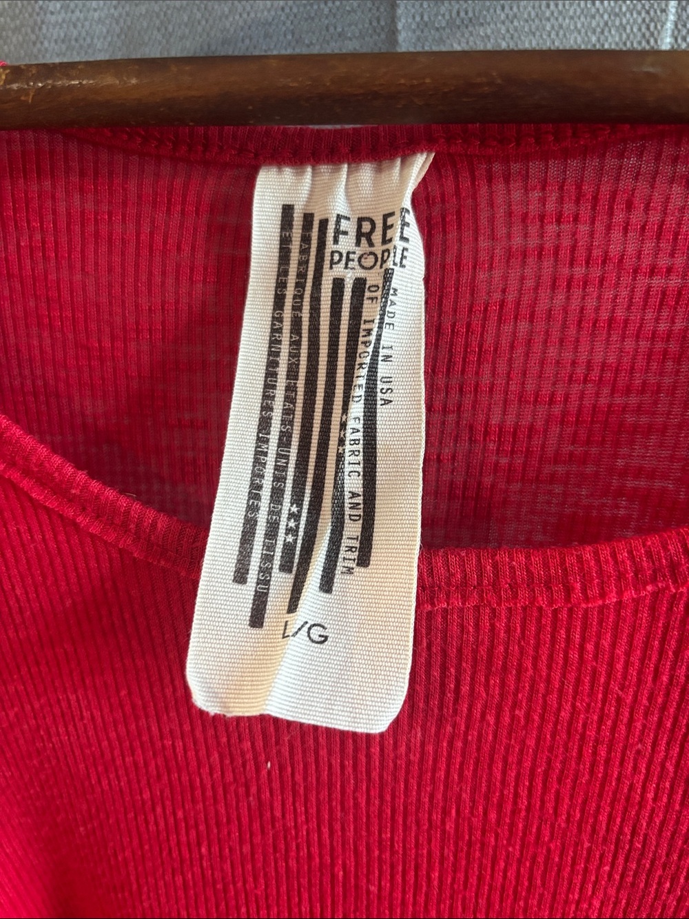 Free People Women's Ribbed Tank Top - Red - Picture 2 of 2